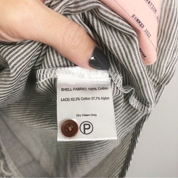 ANTHROPOLOGIE | Birds of Paradis by Trovata Gray Stripe Top Women’s Size Small - Picture 8 of 11